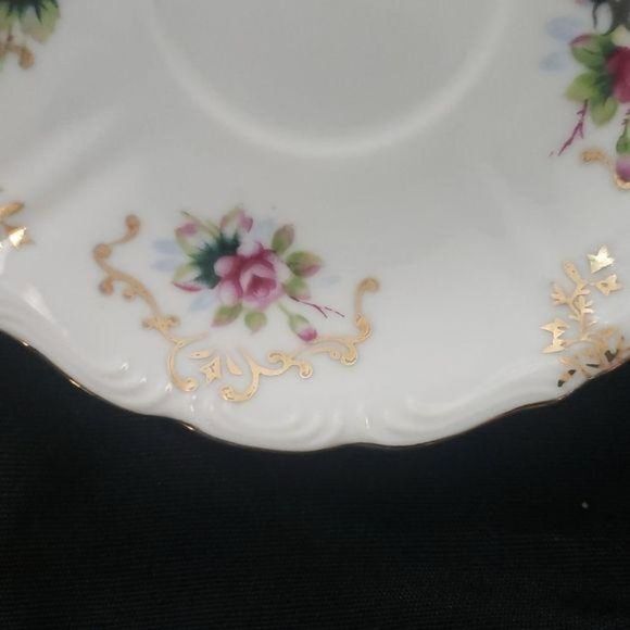 Lefton Hand Painted Floral With Gold teacup   Plate - Picture 3 of 6